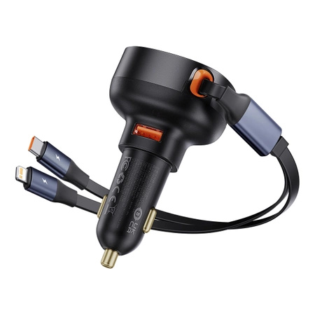 Ładowarka samochodowa Baseus Enjoyment USB-A z kablem USB-C / Lightning 60W - czarny