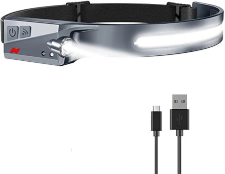 HURTEL LATARKA CZOŁOWA LED Z CZUJNIKIEM RUCHU DO WĘDROWANIA Z IPX4 1200 MAH