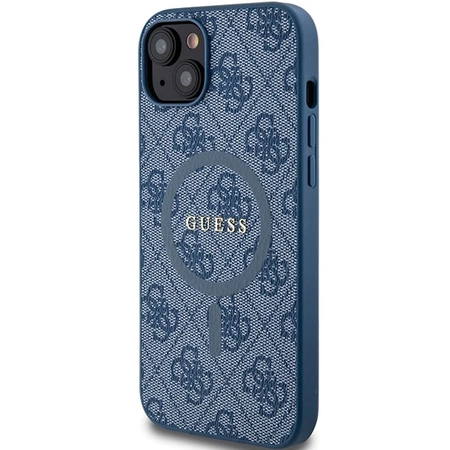 Etui Guess 4G Collection Leather Metal Logo MagSafe na iPhone 15 / 14 / 13 - niebieskie