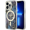 Etui Guess GUHMP14XHLEOPWB na iPhone 14 Pro Max 6.7" - niebieskie Leopard MagSafe