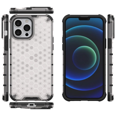HURTEL HONEYCOMB ETUI DO IPHONE 13 PRO MAX PRZEZROCZYSTE Z ŻELOWĄ RAMKĄ