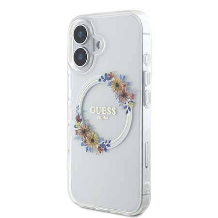 GUESS ETUI HARDCASE IML FLOWERS WREATH DO MAGSAFE DO IPHONE 16 PLUS 6.7