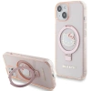 Etui Hello Kitty Ring Stand Glitter Electrop Logo MagSafe na iPhone 15 / 14 / 13 - różowe