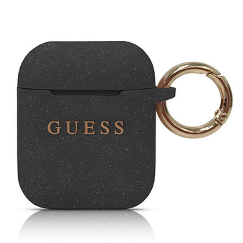 GUESS POKROWIEC SILIKONOWY DO AIRPODS 1 2 Z BŁYSZCZĄCYM WYKOŃCZENIEM