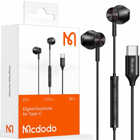 MCDODO WIRED HEADPHONES USB-C WITH MICROPHONE IN-EAR WITH DAC TO PHONE