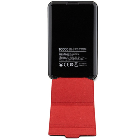 Ferrari Powerbank Bezprzewodowy 15WFEPB10MSPLEK 10000 mAh z funkcją standu czarny/black Metal Logo MagSafe