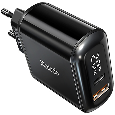 MCDODO SZYBKA ŁADOWARKA SIECIOWA DO TELEFONU 2X USB USB-C PD 20W MIERNIK