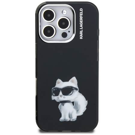 Etui Karl Lagerfeld IML Aquarelle Choupette & Logo do iPhone 16 Pro czarny