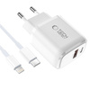 TECH-PROTECT NCA45W-GAN 2-PORT NETWORK CHARGER PD 45W / QC3.0 + LIGHTNING CABLE WHITE