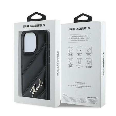 KARL LAGERFELD ETUI HARDCASE DO IPHONE 15 PRO 6.1 Z DIAGONAL QUILTED SCRIPT