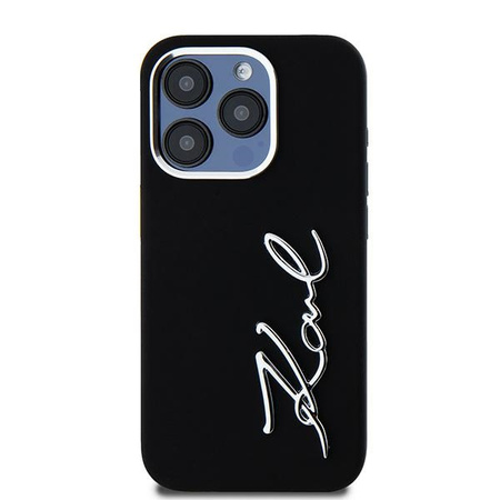 KARL LAGERFELD SILIKONOWE ETUI HARDCASE DO IPHONE 15 PRO 6.1 LOGO METALOWE