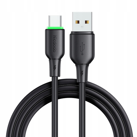 MCDODO KABEL USB-C SZYBKIE ŁADOWANIE DO SAMSUNG XIAOMI TYP C 6A 100W 1M LED CZARNY