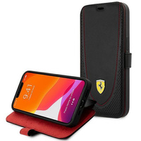 Etui Ferrari FEFLBKP13LRGOK na iPhone 13 Pro - czarne book Leather Curved Line