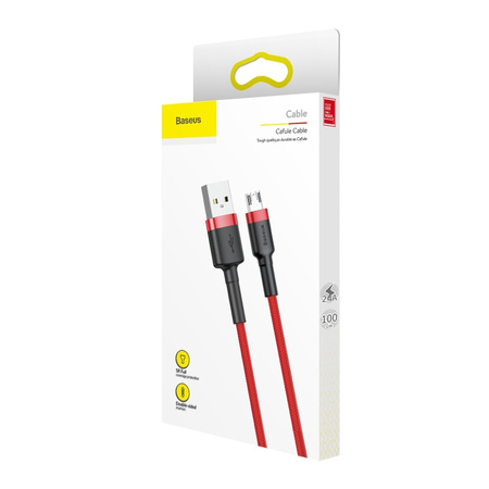 Baseus Cafule Cable wytrzymały nylonowy kabel przewód USB / micro USB QC3.0 2.4A 1M czerwony (CAMKLF-B09)