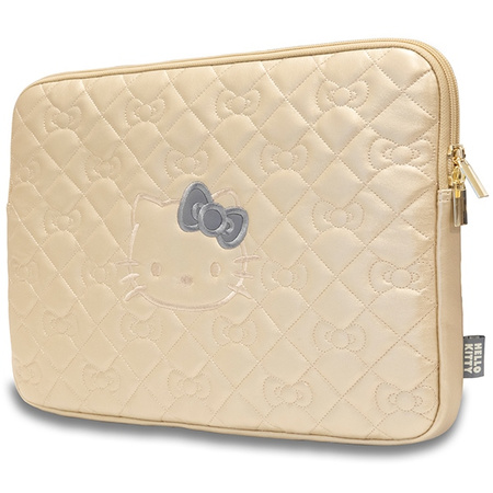 Hello Kitty Sleeve HKCSZPEKHBPD 14złoty/gold Zip PU Quilted Bows