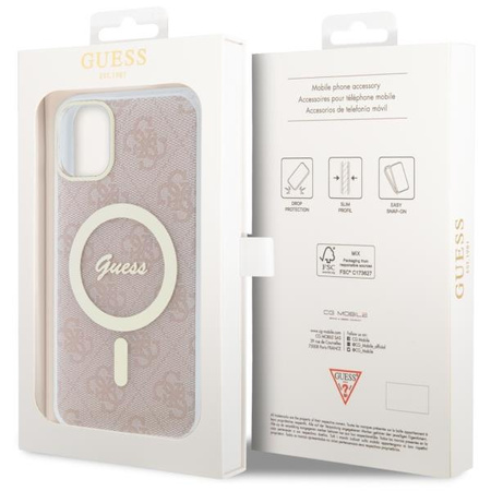 Etui Guess GUHMN61H4STP na iPhone 11 - różowe 4G MagSafe