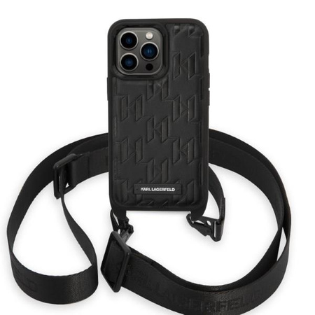 Karl Lagerfeld KLHCP14LSTMMK iPhone 14 Pro 6,1" hardcase czarny/black Monogram Plaque Logo Strap