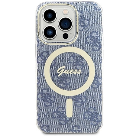 Etui Guess IML 4G MagSafe na iPhone 15 Pro - niebieskie