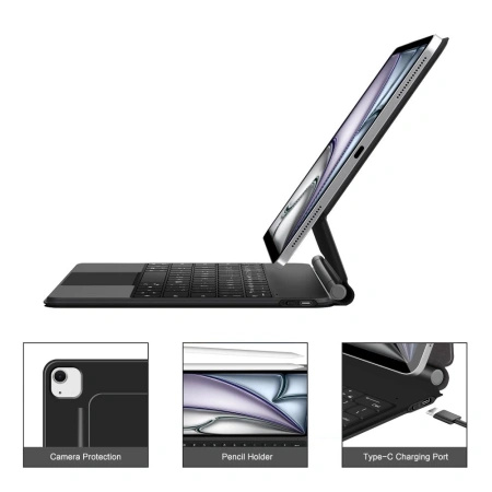 Etui Tech-Protect Smartcase Magnetic z klawiaturą na iPad Pro 12.9” 2020 / 2021 / 2022 / iPad Air 13” 2024 / 2025 - czarne