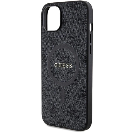 Etui Guess 4G Collection Leather Metal Logo MagSafe na iPhone 15 / 14 / 13 - czarne