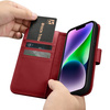 iCarer Wallet Case 2in1 etui iPhone 14 skórzany pokrowiec z klapką Anti-RFID czerwony (WMI14220725-RD)