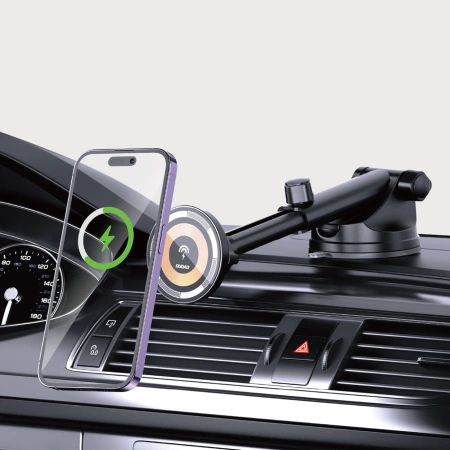 Uchwyt samochodowy Dudao F12MAX+ z ładowarką bezprzewodową 15W kompatybilny z Magsafe - czarny