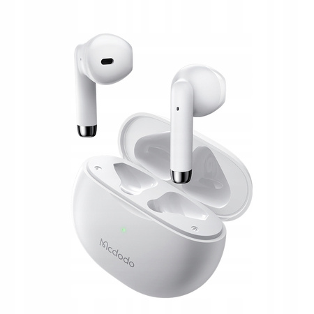 Słuchawki do telefonu Mcdodo, bezprzewodowe, douszne, z etui, Bluetooth 5, białe