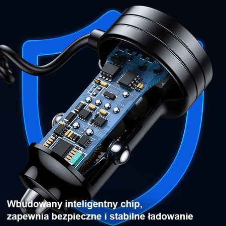 USAMS ŁADOWARKA SAMOCHODOWA 2XUSB-C 1XUSB-A C33 60W DO TELEFONÓW DO