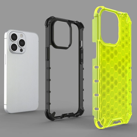 HURTEL HONEYCOMB PANCERNE ETUI DO IPHONE 13 PRO Z ŻELOWĄ RAMKĄ NA TELEFON