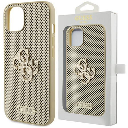 Etui Guess Perforated 4G Glitter do iPhone 15 - złote