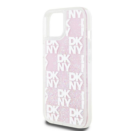 DKNY ETUI HARDCASE DO IPHONE 15 14 13 6.1 LIQUID GLITTER MULTILOGO DESIGN