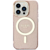 Etui Guess GUHMP14LHCMCGP na iPhone 14 Pro - różowe Glitter Gold MagSafe