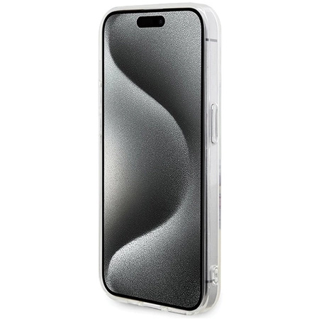 Etui Guess IML Flowers Wreatch MagSafe na iPhone 15 Pro Max - przezroczyste