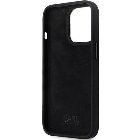 Etui Karl Lagerfeld KLHCP13LSMHKNPK na iPhone 13 Pro / 13 - czarne Silicone Ikonik Metal Pin