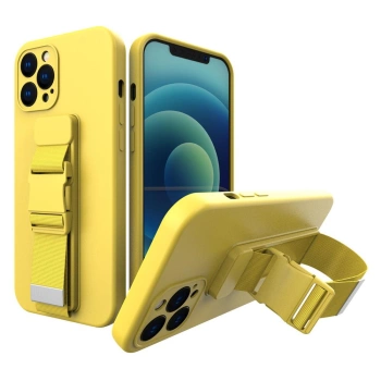 HURTEL ETUI ROPE CASE DO IPHONE 12 MINI ŻELOWE Z SMYCZĄ ŁAŃCUSZEK POKROWIEC