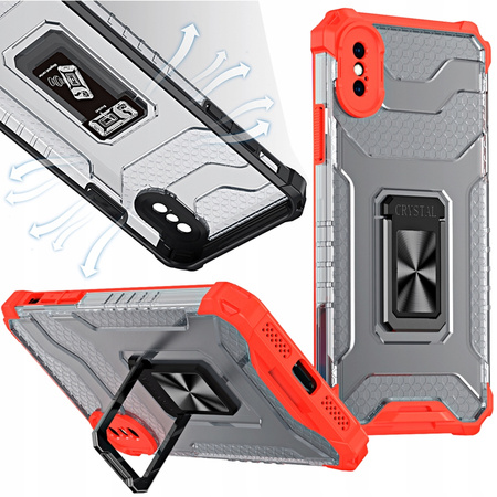 Crystal Ring Case pancerne hybrydowe etui pokrowiec + magnetyczny uchwyt iPhone XS Max czerwony