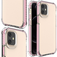 Spring Armor żelowy elastyczny pancerny pokrowiec z kolorową ramką do iPhone 12 mini różowy