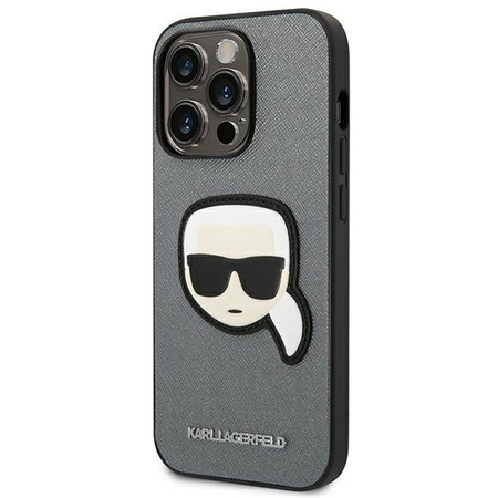 Karl Lagerfeld KLHCP14XSAPKHG iPhone 14 Pro Max 6,7" srebrny/silver hardcase Saffiano Karl`s Head Patch