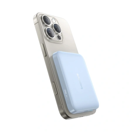 Powerbank Baseus EnerFill FM11 Ultra-Mini 10000mAh 22,5W indukcyjny kompatybilny z MagSafe z białym kablem Basus Simple USB-C 20V/3A 0,3m - niebieski