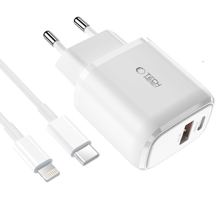 TECH-PROTECT C20W ŁADOWARKA 2-PORTOWA PD20W DO LIGHTNING Z KABLEM DO IPHONE