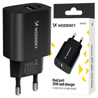 Ładowarka sieciowa Wozinsky WGWCB USB-A USB-C 20W - czarna