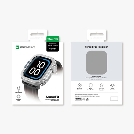 Etui metalowe AMAZINGTHING Titan Pro na Apple Watch 11 46mm aluminiowe - srebrne