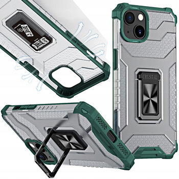 Crystal Ring Case pancerne hybrydowe etui pokrowiec + magnetyczny uchwyt iPhone 13 mini zielony