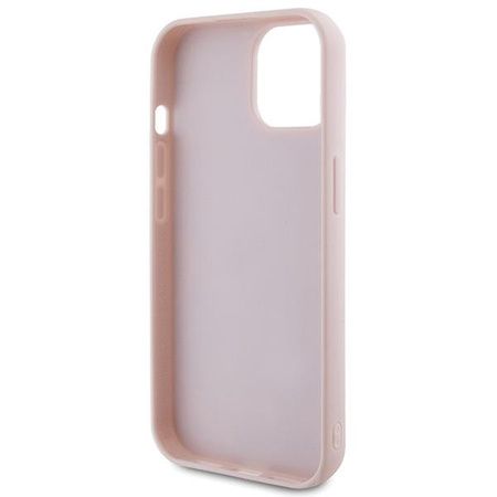 Etui Guess Quilted Metal Logo na iPhone 15 - różowe