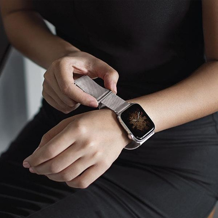 UNIQ pasek Dante Apple Watch Series 4/5/6/7/8/SE/SE2 38/40/41mm Stainless Steel różwo-złoty/rose gold