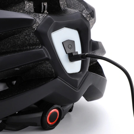 Kask rowerowy MTB Wozinsky z odpinanym daszkiem i tylną lampką USB 57-62 cm - czarno-biały