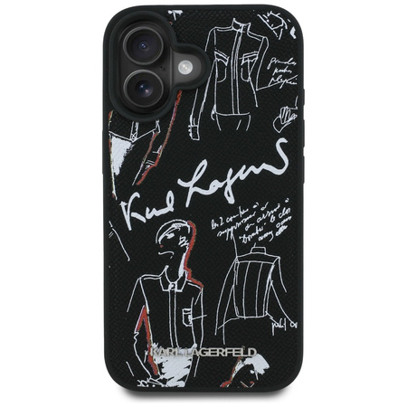 Etui Karl Lagerfeld Grained Pattern &    Logo MagSafe do iPhone 16 czarny
