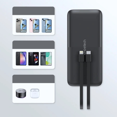 CHOETECH POWERBANK B654 10000MAH DO MICRO USB DO LIGHTNING Z WBUCZONYM