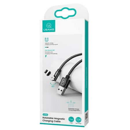 USAMS KABEL MAGNETYCZNY DO LIGHTNING 2.1A 1M DO APPLE IPHONE SZYBKIE