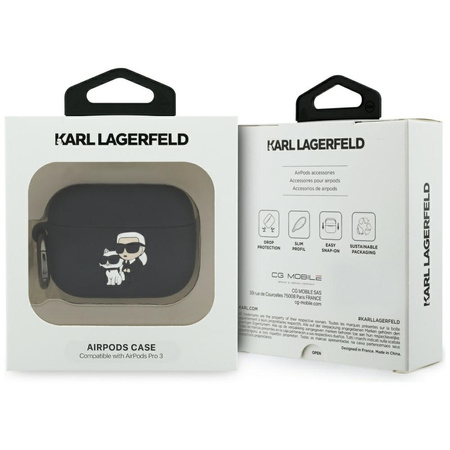 Etui Karl Lagerfeld Silicone             Karl&Chaupette Head 3D do AirPods Pro 3 czarny